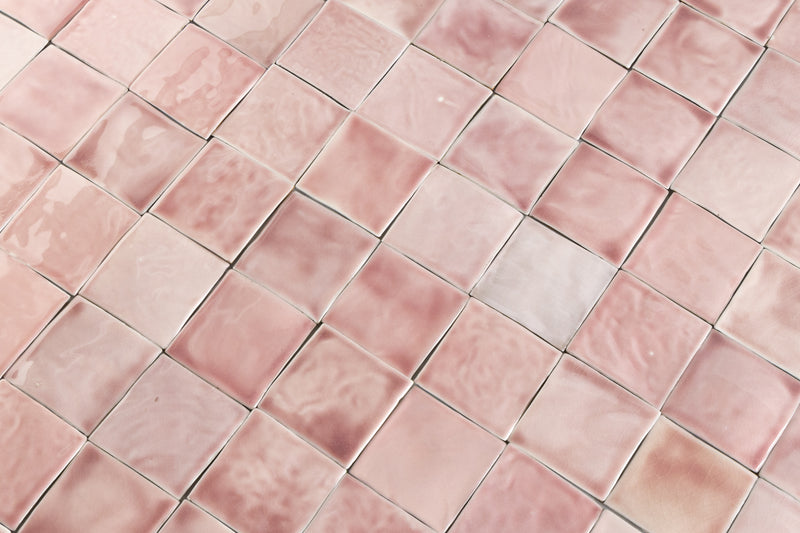 Pink Handmade Square Tiles HDHETK_2B