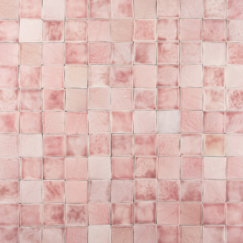 Pink Handmade Square Tiles HDHETK_2B