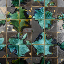 Abstract Square Tile Glassy Green & Bronze - HHDCEF-WS