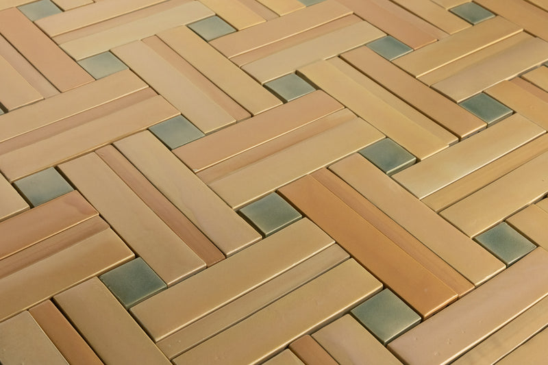 Peach & Green Blend Handmade Tiles - COMP-HHLCFE-WS