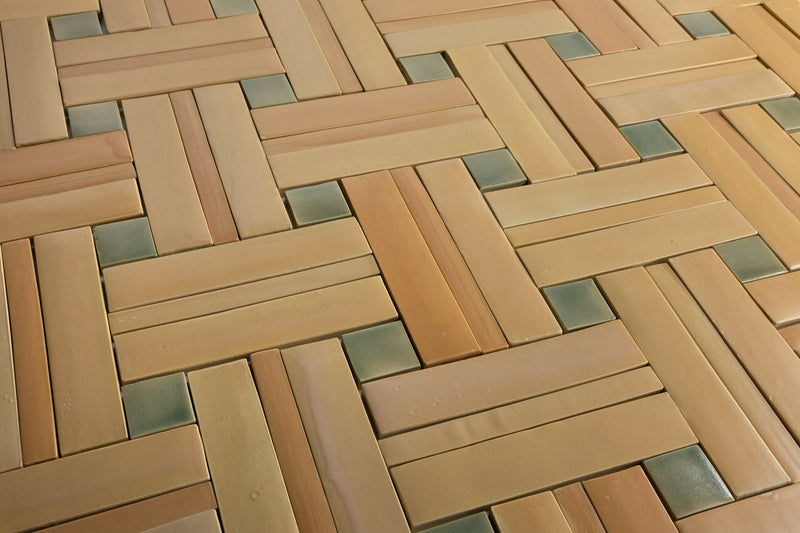 Peach & Green Blend Handmade Tiles - COMP-HHLCFE-WS