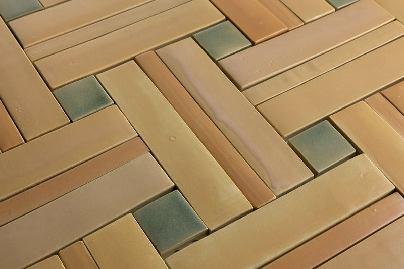 Peach & Green Blend Handmade Tiles - COMP-HHLCFE-WS