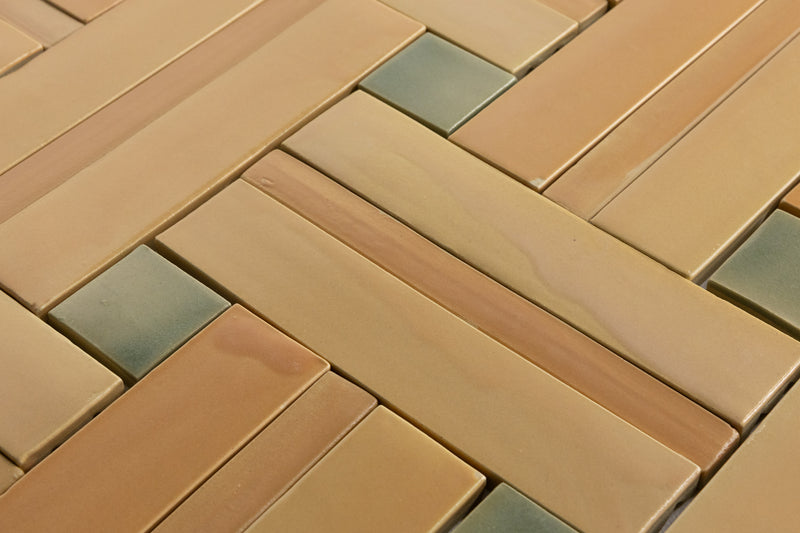 Peach & Green Blend Handmade Tiles - COMP-HHLCFE-WS