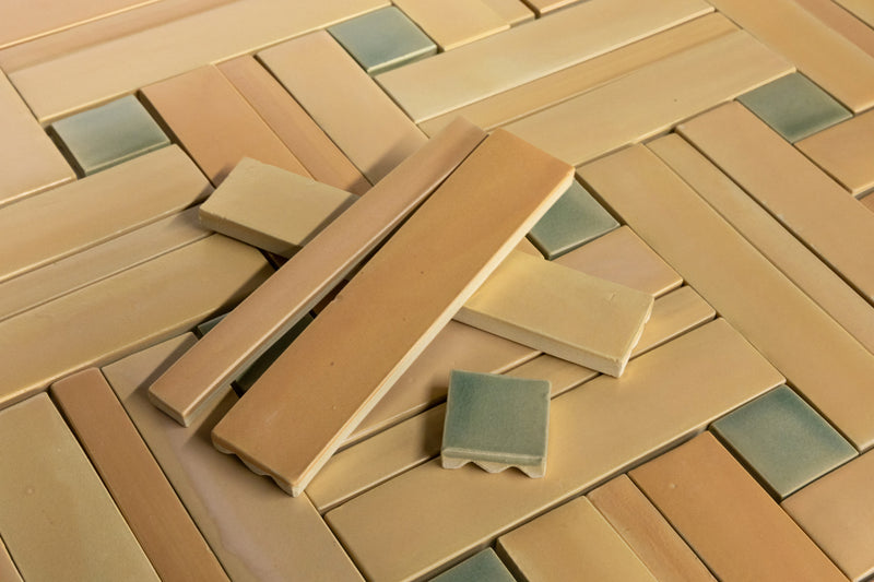 Peach & Green Blend Handmade Tiles - COMP-HHLCFE-WS