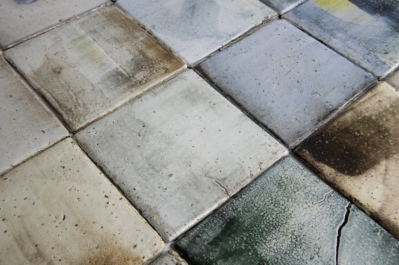 Hand Painted Owls on Colour-washed Square Tiles - HKEKHG