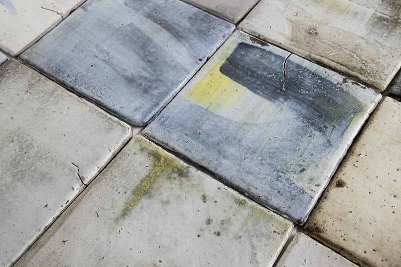 Hand Painted Owls on Colour-washed Square Tiles - HKEKHG