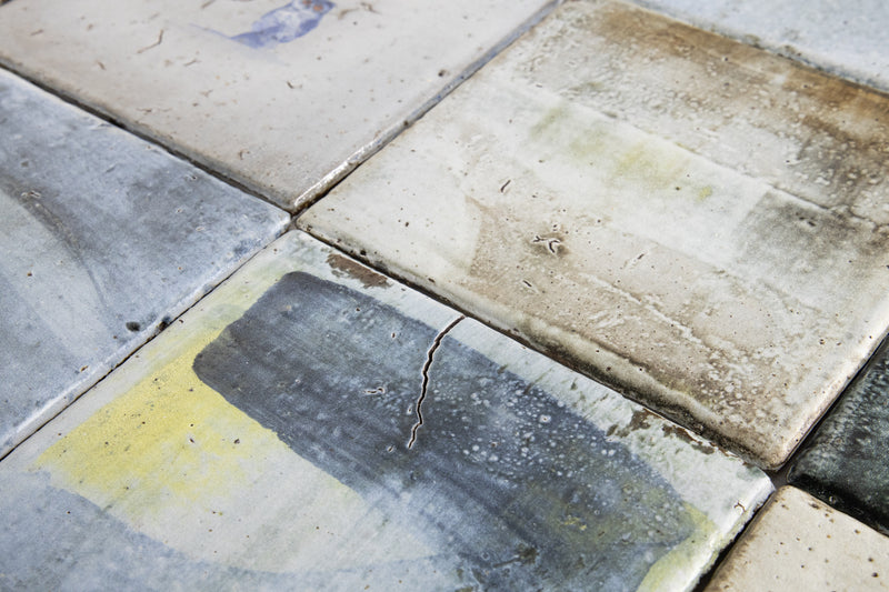 Hand Painted Owls on Colour-washed Square Tiles - HKEKHG