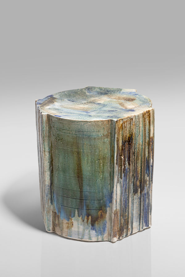 Flowing Blue & Green Hand-Painted Ceramic Side Table  - HMKJHG