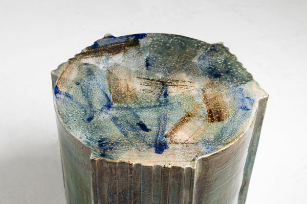 Flowing Blue & Green Hand-Painted Ceramic Side Table  - HMKJHG