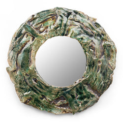 Small Green Hand-Made Ceramic Mirror - HRQNWZ