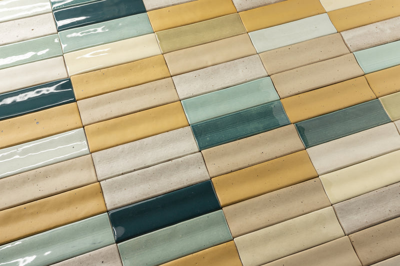 Rectangular Aqua, Tan and Yellow Blend Tile HV2KDW