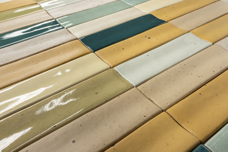 Rectangular Aqua, Tan and Yellow Blend Tile HV2KDW