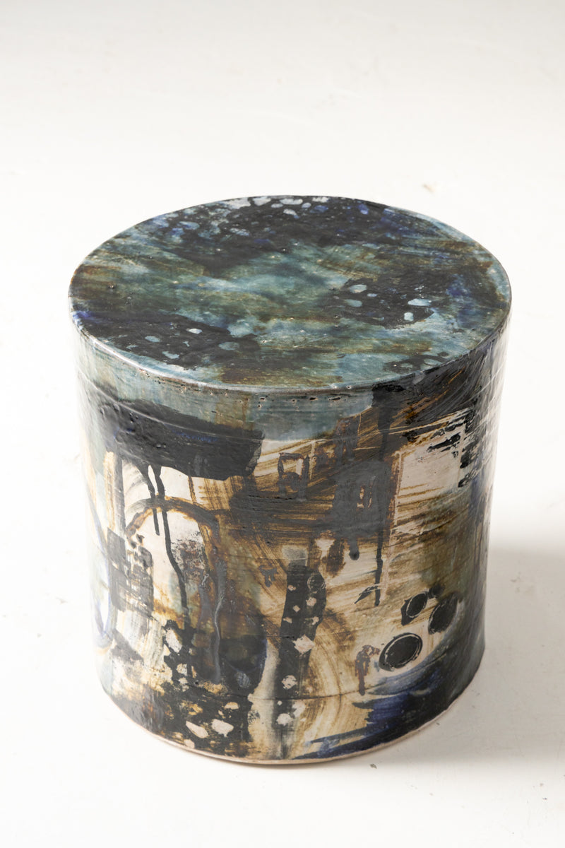 Expressive Abstract Ceramic Art Side Table - HXQSEC