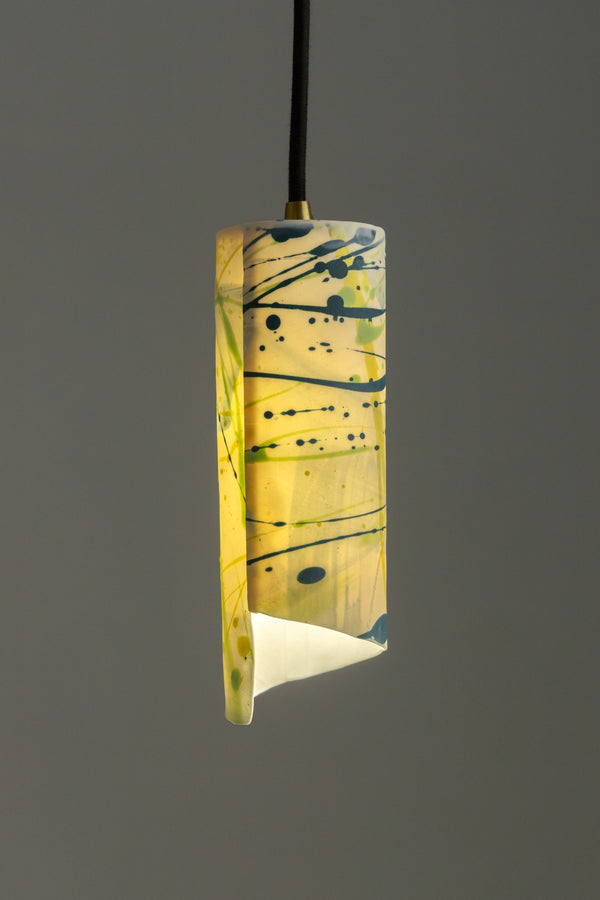 Aqua & Yellow Porcelain Pendant Light - IAGDGF