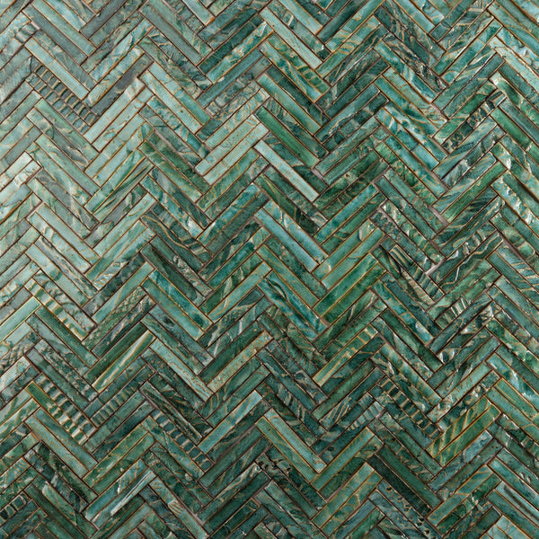 Hand-Made Slender Green Textured Ceramics Wall Tiles - IAMKEJ