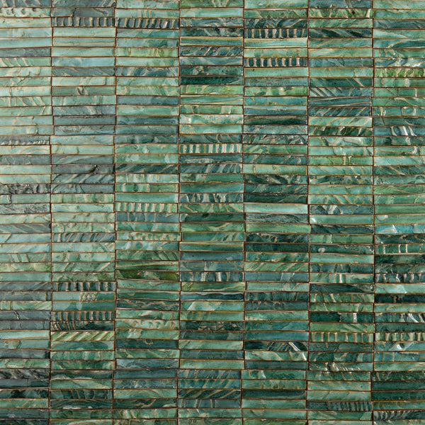 Hand-Made Slender Green Textured Ceramics Wall Tiles - IAMKEJ