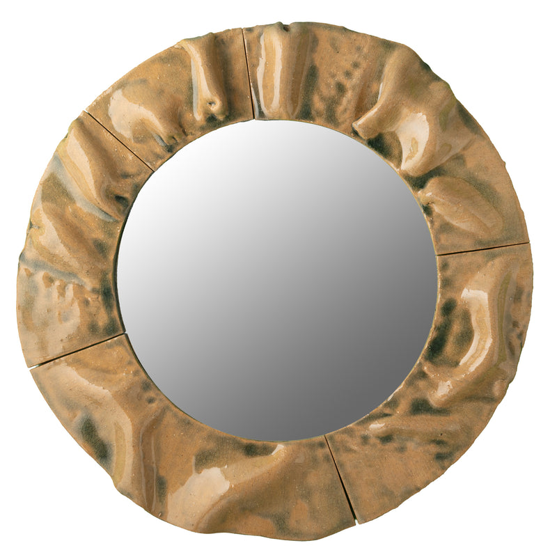 Medium 570mm Terra-cotta with thin green glaze Ceramic Mirror - IIKEHF