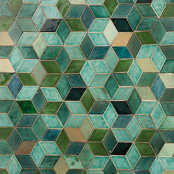 Blend of Green and White Marbled Diamond Tiles AMWNVN 6C