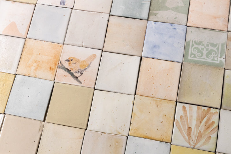 Collection of Birds and Geometric Shapes on a Variety of Soft Coloured Tiles JAKJAK-WS