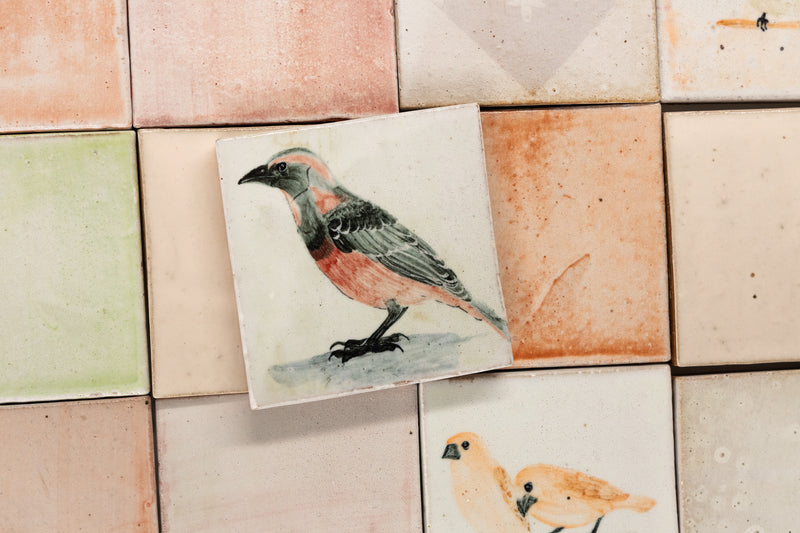 Blend of Hand-Painted Birds on Square Tiles - JAKJAK_EX_18B