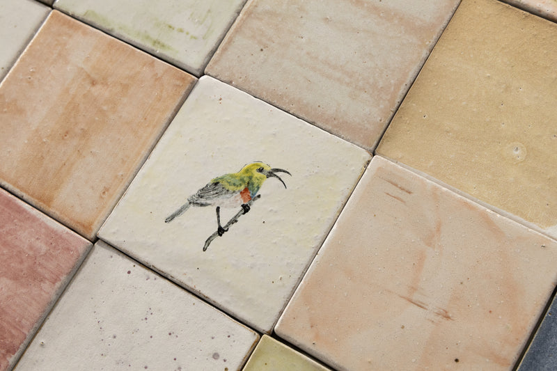 Blend of Hand-Painted Birds on Square Tiles - JAKJAK_EX_18B