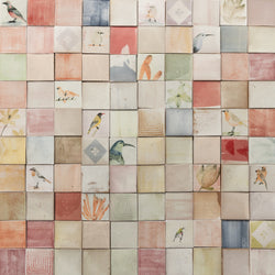 Blend of Hand-Painted Birds on Square Tiles - JAKJAK_EX_18B