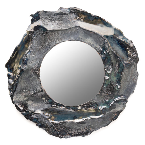 Small Blue & Brown Ceramic Mirror - JAYGEB