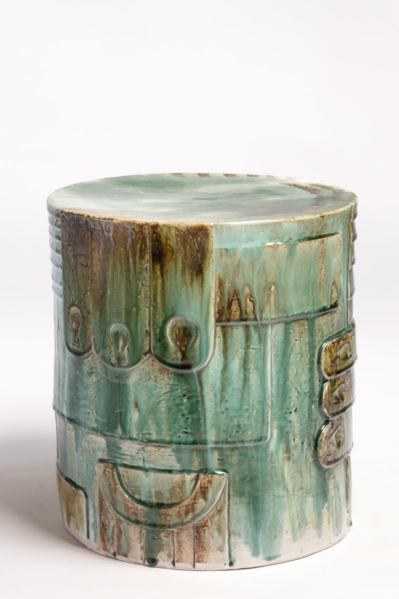 Green Hand-Sculpted Ceramic Side Table 370mm - JBBGKJ