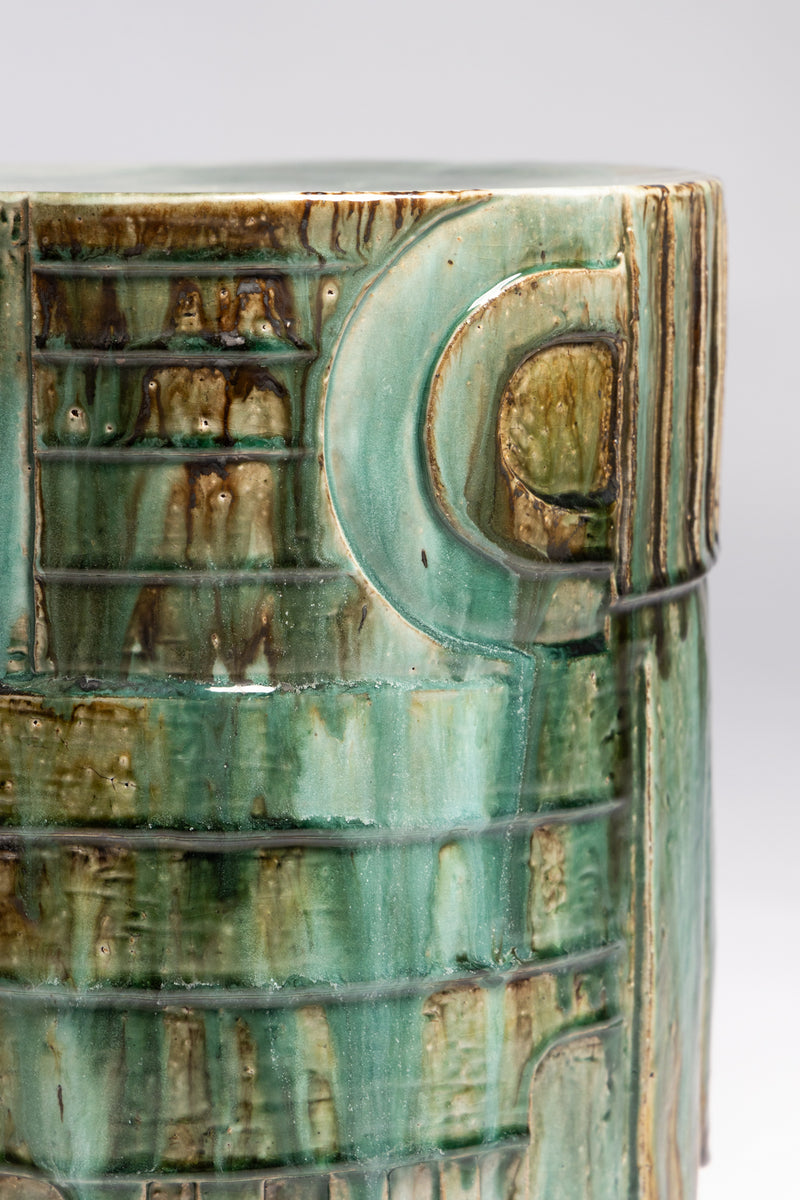 Green Hand-Sculpted Ceramic Side Table 370mm - JBBGKJ