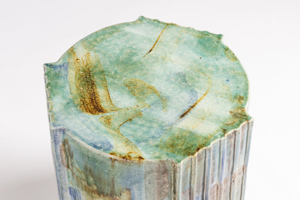 Flowing Green & Aqua Handcrafted Ceramic Side Table 363 mm - JBHAHH