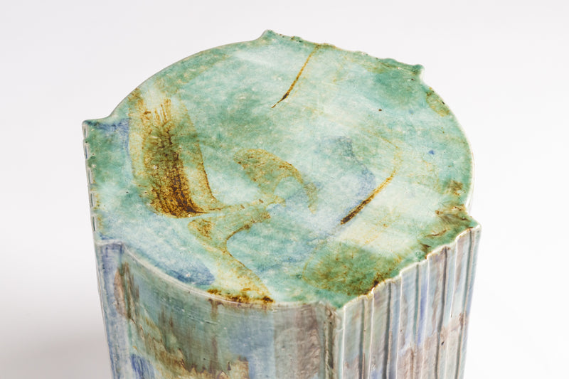 Flowing Green & Aqua Handcrafted Ceramic Side Table 363 mm - JBHAHH