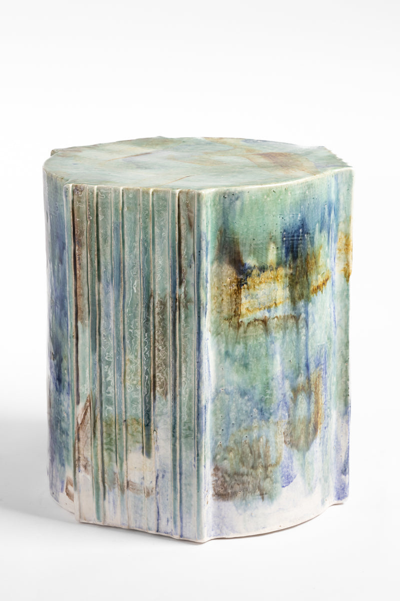 Flowing Green & Aqua Handcrafted Ceramic Side Table 363 mm - JBHAHH