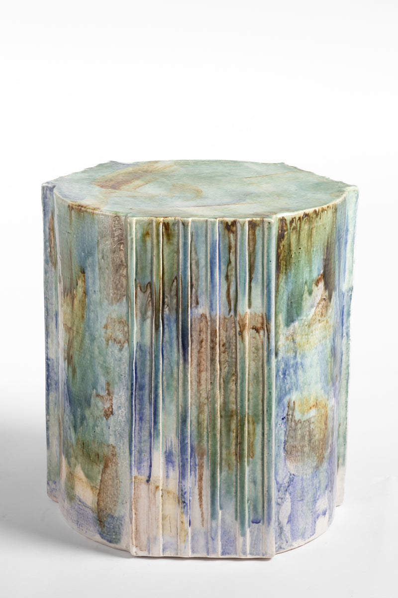 Flowing Green & Aqua Handcrafted Ceramic Side Table 363 mm - JBHAHH