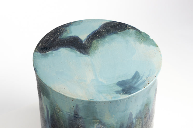 Blue & Aqua Hand-Made Ceramic Side Table 370mm - JFDJGL