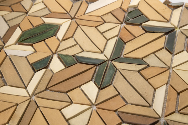 Hand-Made Terra Cotta & Green Mosaic Pattern Tiles JFLPEU