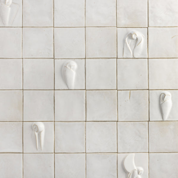 White & Cream Sculptural Owl Figure Tiles - JG4AG6-WS