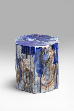 Cobalt Blue Ceramic Side Table - JJACGF