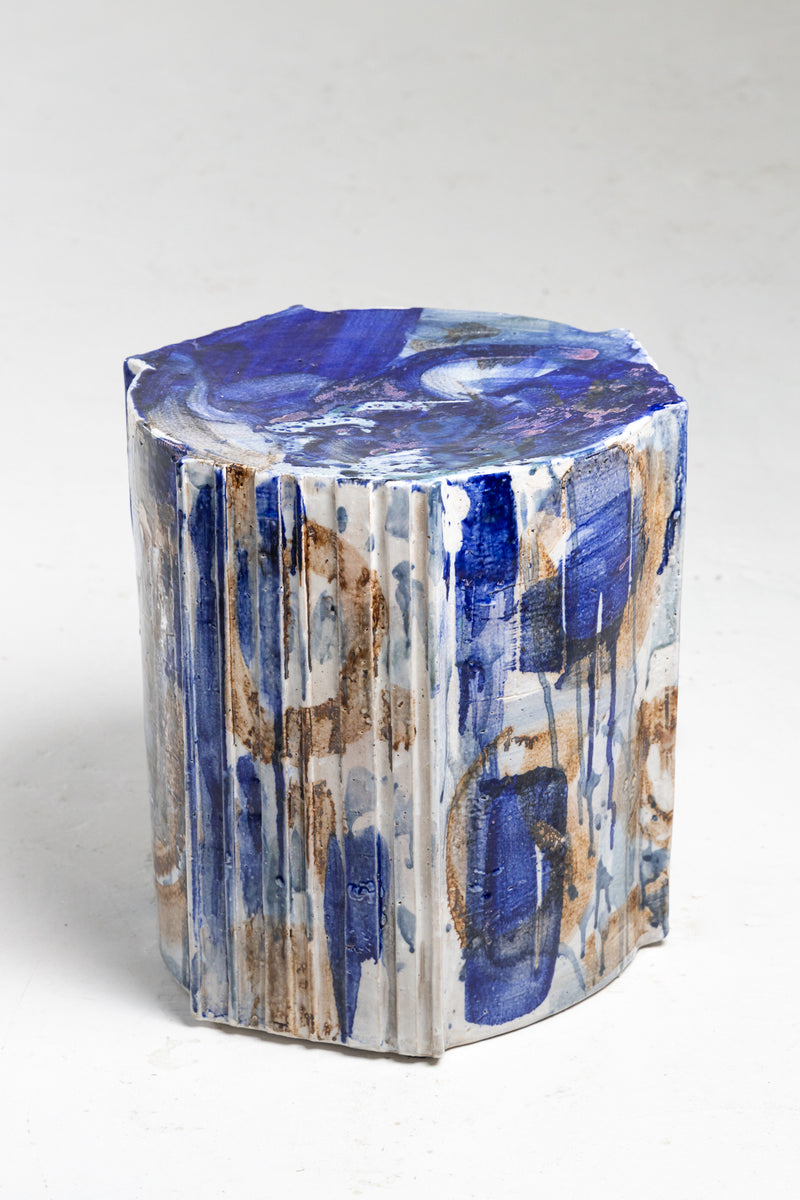 Cobalt Blue Ceramic Side Table - JJACGF