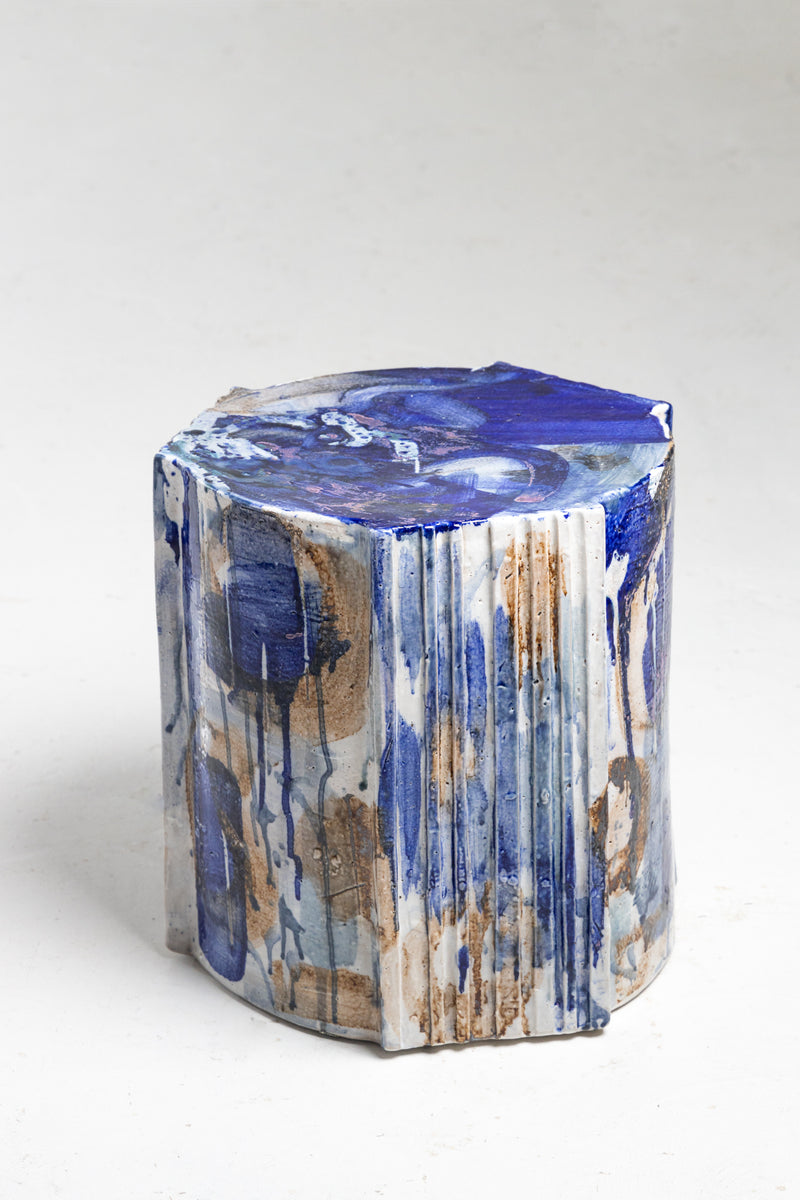 Cobalt Blue Ceramic Side Table - JJACGF