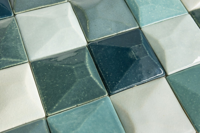Blend of Aqua & Green 3D Pyramid Square - JKBEFA-EX-HP