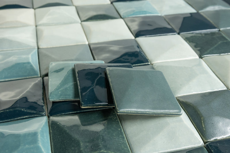 Blend of Aqua & Green 3D Pyramid Square - JKBEFA-EX-HP