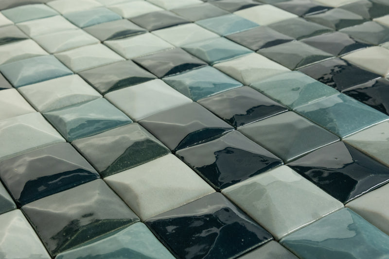 Blend of Aqua & Green 3D Pyramid Square - JKBEFA-EX-HP