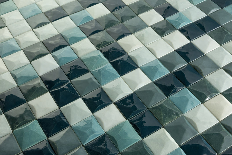 Blend of Aqua & Green 3D Pyramid Square - JKBEFA-EX-HP