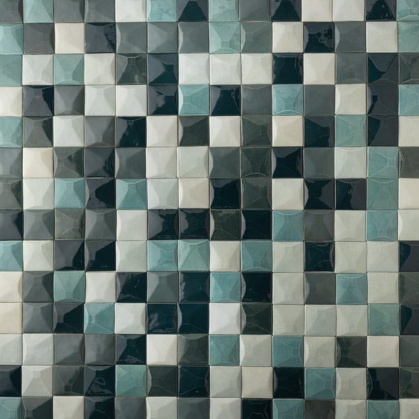 Blend of Aqua & Green 3D Pyramid Square - JKBEFA-EX-HP