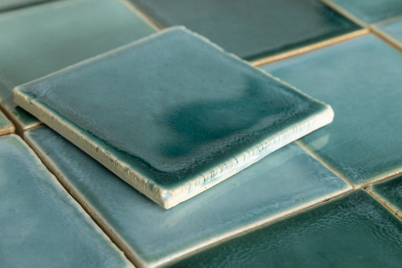 Aqua & Green Hand-Made Blend Square Tiles - JMHHAL-WS