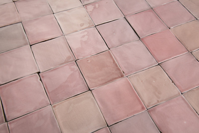 Designer Pink Handmade Square Tiles JNEQUU