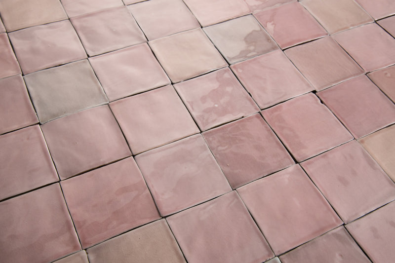 Designer Pink Handmade Square Tiles JNEQUU