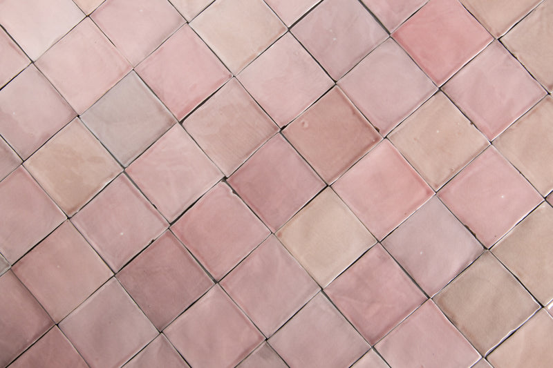 Designer Pink Handmade Square Tiles JNEQUU