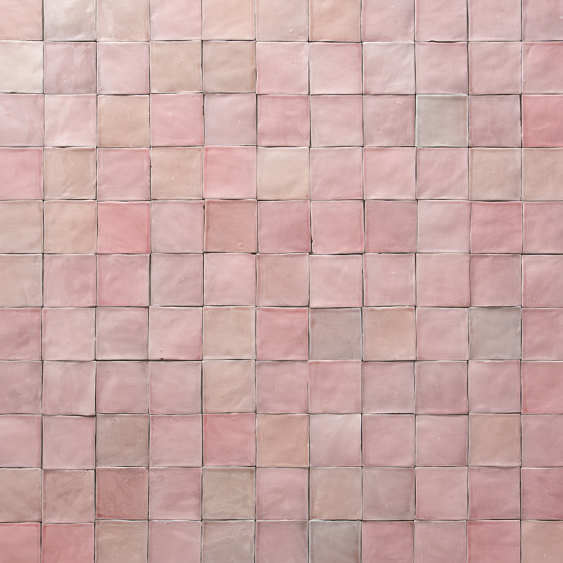 Designer Pink Handmade Square Tiles JNEQUU