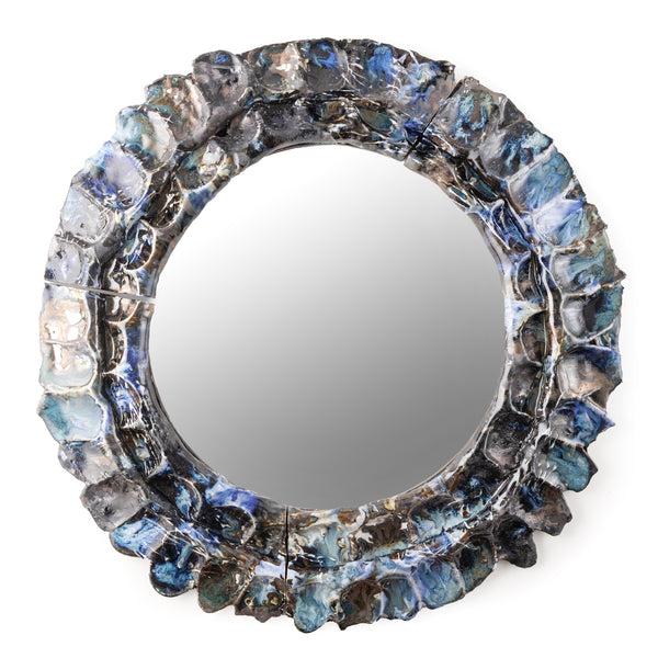 Medium Blue & Bronze Ceramic Mirror - JXSKEZ